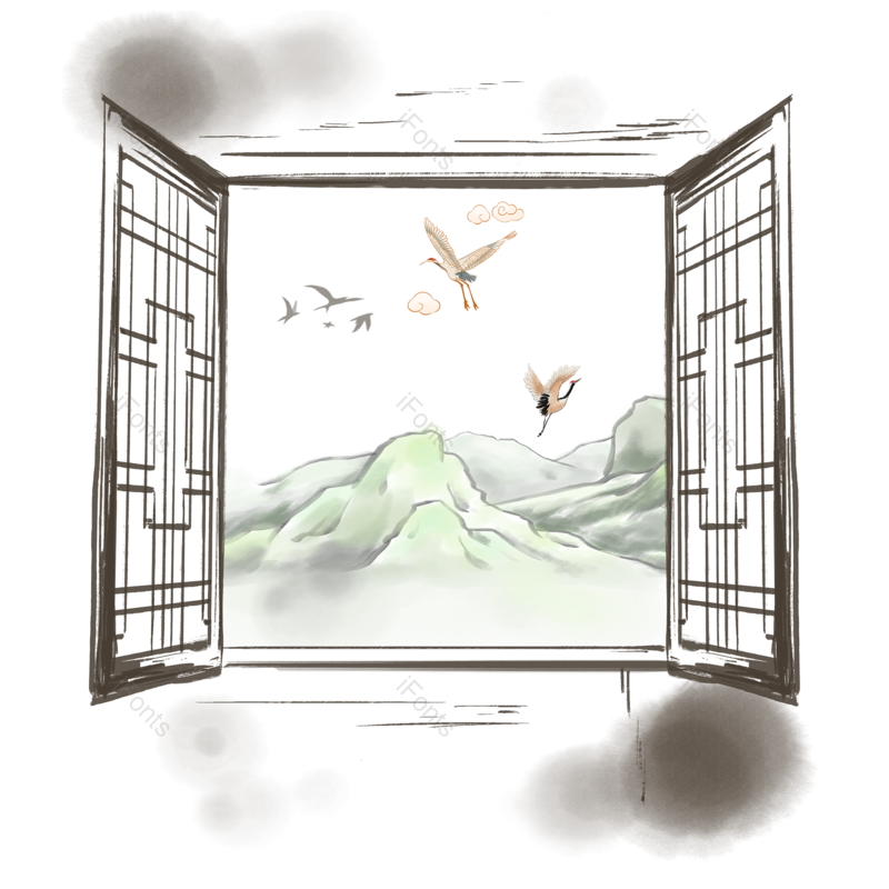 水墨图片,传统元素,古风PNG,风景免抠素材